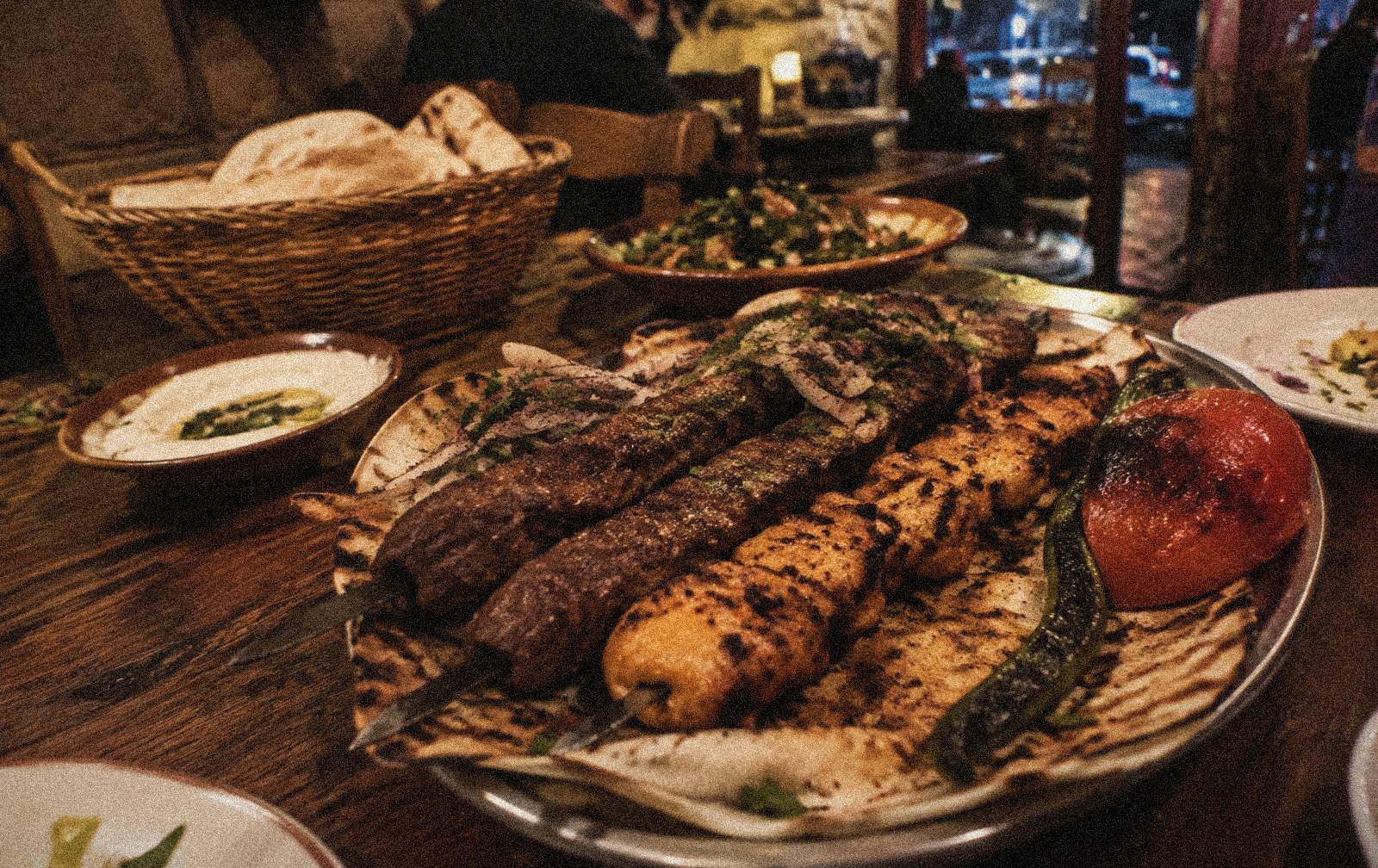 Mixed charcoal grill with kebab and tawook